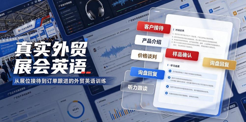 真实外贸展会英语,广交会外贸口语听力突击课程【音频】