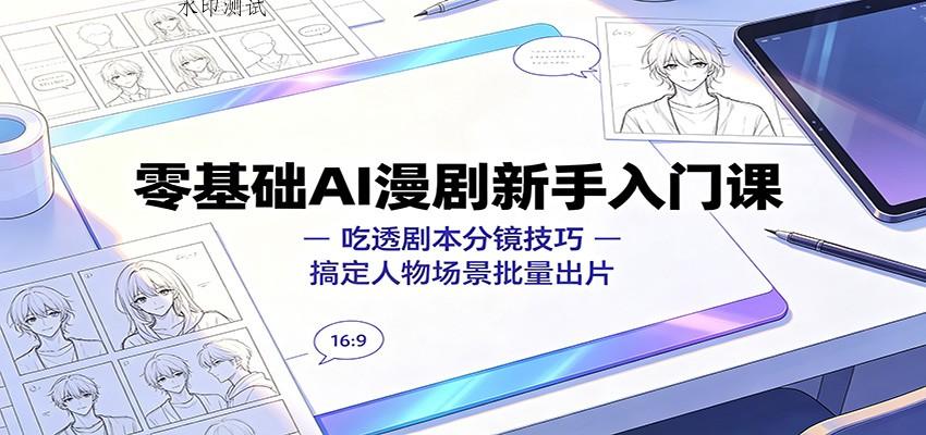 零基础AI漫剧新手入门课：吃透剧本分镜技巧，搞定人物场景批量出片