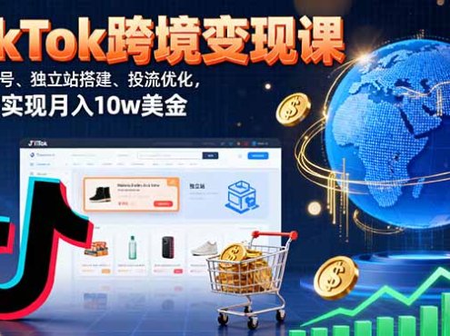 TikTok跨境变现课:账号起号、独立站搭建、投流优化,30天实现月入10w美金