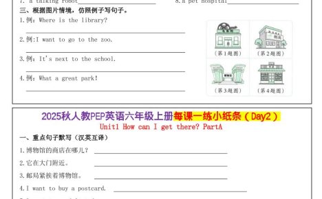 六上英语每课一练小纸条（24天）人教pep版