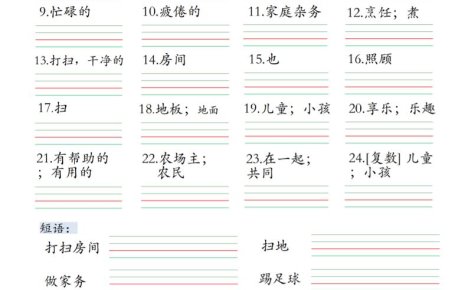 四上英语基础知识默写单人教pep版