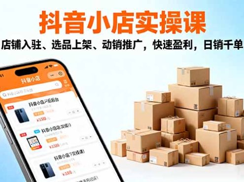 2025抖音小店实操课,店铺入驻、选品上架、动销推广,快速盈利,日销千单