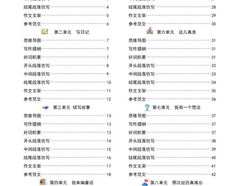 新三上语文同步单元作文专项提升训练(答案版48页)