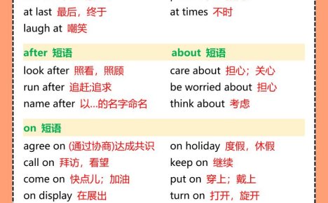 五年级英语上册《介词》固定搭配短语