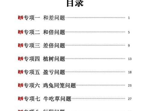 25新四上数学思维应用题十大必考题型训练合集(含答案54页)
