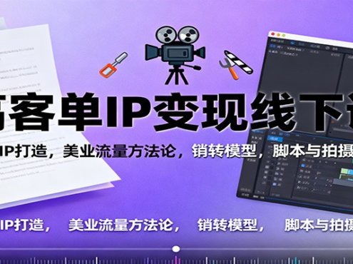 高客单IP变现线下大课:素人IP打造,美业流量方法论,销转模型,脚本与拍摄剪辑
