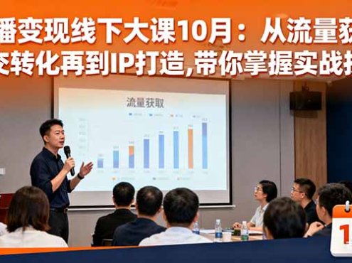 直播变现线下大课10月:从流量获取到成交转化再到IP打造,带你掌握实战技能