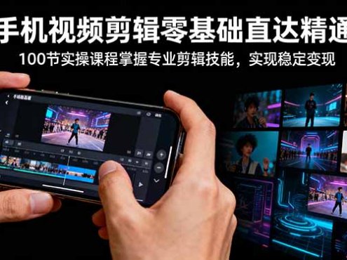 手机视频剪辑零基础直达精通：100节实操课程掌握专业剪辑技能，实现稳…