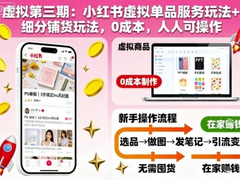 虚拟第三期：小红书虚拟单品服务玩法+细分铺货玩法，0成本，人人可操作(更新)