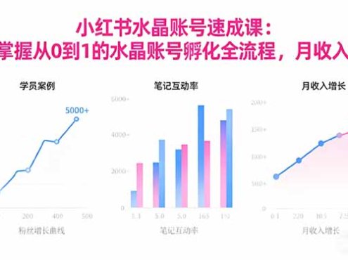 2025小红书水晶账号速成课:快速掌握从0-1水晶账号孵化全流程,月收入达2w