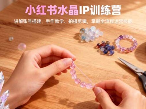 小红书水晶IP训练营,讲解账号搭建、手作教学、拍摄剪辑,全流程运营技能