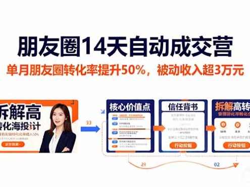 朋友圈14天自动成交营：单月朋友圈转化率提升50%，被动收入超3万元