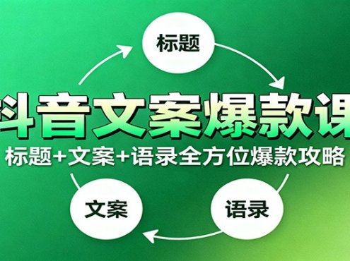 抖音文案爆款课:9大标题绝招,各类型必火文案,100条万能文案情感语录