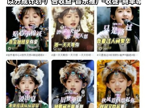 AI对口型音乐号项目，全平台一键分发，可以分成计划-广告收益-音乐推广-收徒-商单等