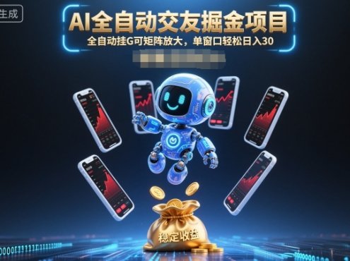 AI全自动交友掘金项目,全自动挂G可矩阵放大,单窗口轻松日入30+【揭秘】