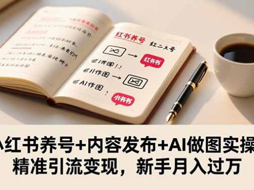 小红书养号+内容发布+AI做图实操,精准引流变现,新手月入过万