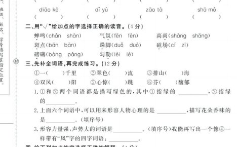 六上《语文期中冲刺卷》