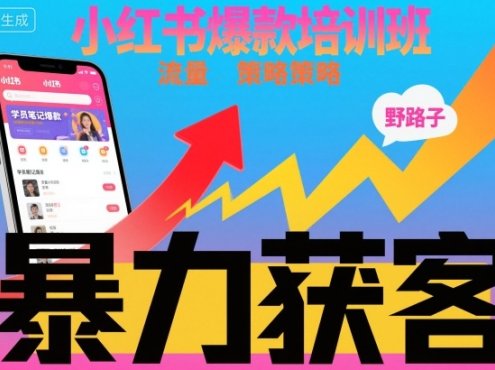 小红书爆款培训班,小红书获客野路子流量打法,暴力持续获客