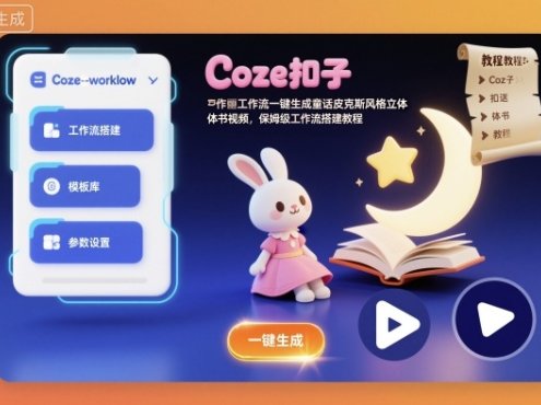 Coze扣子工作流一键生成童话皮克斯风格立体书视频,保姆级工作流搭建教程