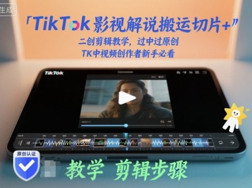 TikTok影视解说搬运切片+二创剪辑教学，过中过原创，TK中视频创作者新手必看