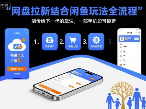 网盘拉新结合闲鱼玩法全流程，能传给下一代的玩法，一部手机即可搞定(附入口渠道以及实操教程)
