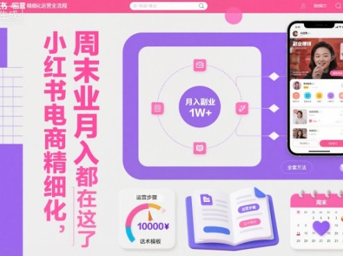 小红书电商精细化运营全流程，周末副业月入1W+，全套方法都在这了