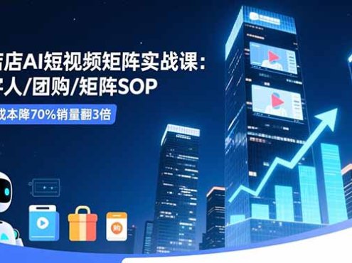 实体店AI短视频矩阵实战课：数字人/团购/矩阵SOP，引流成本降70%销量翻3倍