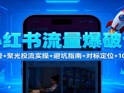 小红书流量爆破课:7天起号+聚光投流实操+避坑指南+对标定位+10倍获客