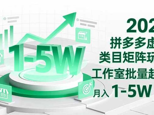 2025 拼多多虚拟类目矩阵玩法,工作室批量起号,月入 1-5W 不难