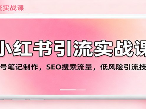 小红书引流实战课:起号笔记制作,SEO搜索流量,低风险引流技巧
