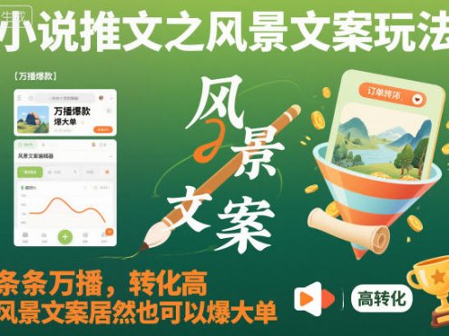小说推文之风景文案玩法,条条万播,转化高,风景文案居然也可以爆大单!