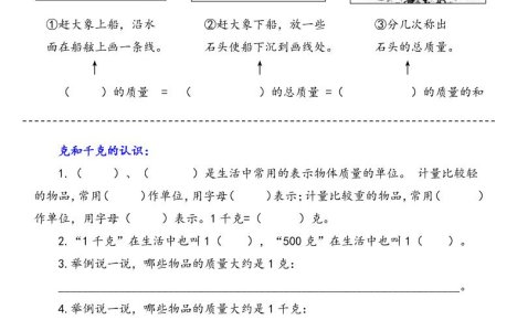 新三上数学曹冲称象的故事（质量单位）考点专项训练（含答案20页）