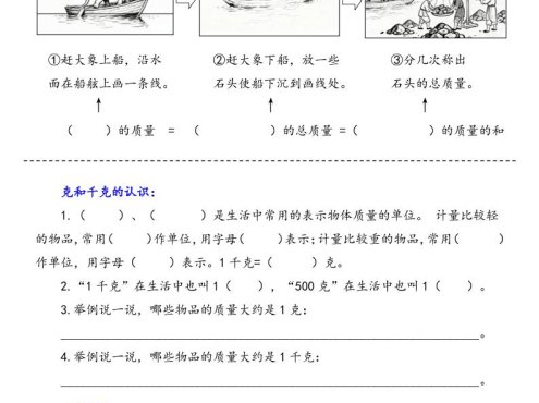 新三上数学曹冲称象的故事(质量单位)考点专项训练(含答案20页)