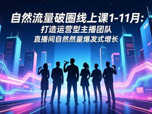 自然流量破圈线上课1-11月:打造运营型主播团队 直播间自然流量爆发式增长