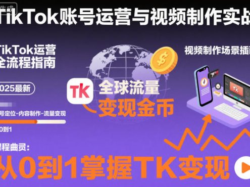 2025最新TikTok账号运营与视频制作实战全流程,从0到1掌握TK变现(含11月最新TK搬运技术)