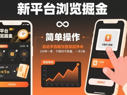新平台浏览掘金,动动手指截张图就能挣米,2分钟一单,不限时不限量,一天5张【揭秘】