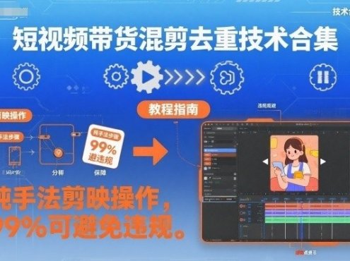 短视频带货混剪去重技术合集,纯手法剪映操作,99%可避免违规