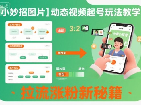 小妙招图片＋动态视频起号玩法教学，拉流涨粉新秘籍