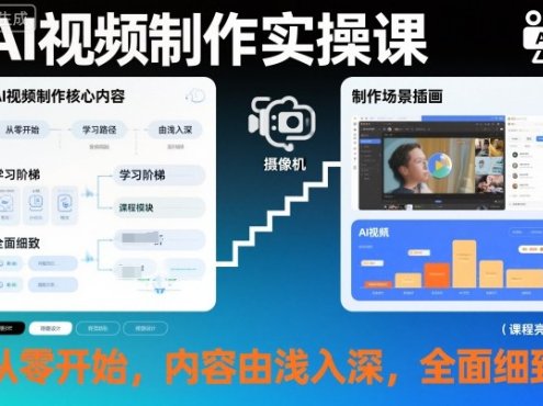 AI视频制作实操课,从零开始,内容由浅入深,全面细致