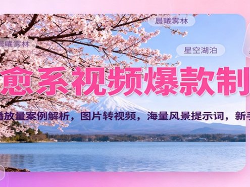 治愈系视频爆款制作,700万播放量案例解析,图片转视频,海量风景提示词,新手直接用