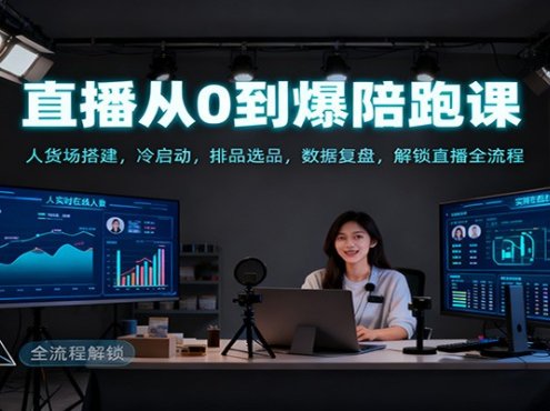 直播从0到爆陪跑课：人货场搭建，冷启动，排品选品，数据复盘，解锁直播全流程