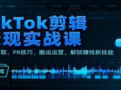TikTok剪辑变现实战课:素材获取,PR技巧,搬运运营,解锁赚钱新技能