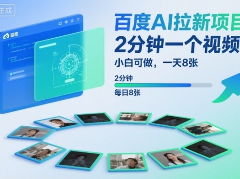百度AI拉新项目,2分钟一个视频,小白可做,一天8张【附案例+保姆级教程】
