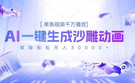AI一键生成沙雕动画，单条视频千万播放，轻轻松松月入3万+