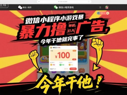 微信小程序小游戏暴力撸广告,单机日入100,今年干他就完事了