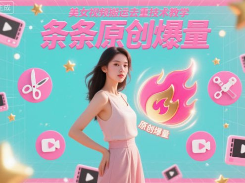 美女视频搬运去重技术教学，条条原创爆量