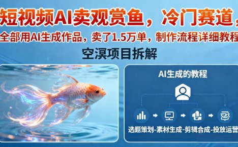 短视频AI卖观赏鱼，冷门赛道，全部用AI生成作品，卖了1.5W单，制作流程详细教程