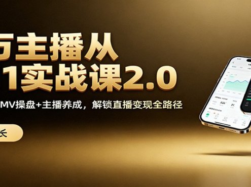 百万主播从0到1实战课2.0：机制拆解+GMV操盘+主播养成，解锁直播变现全路径