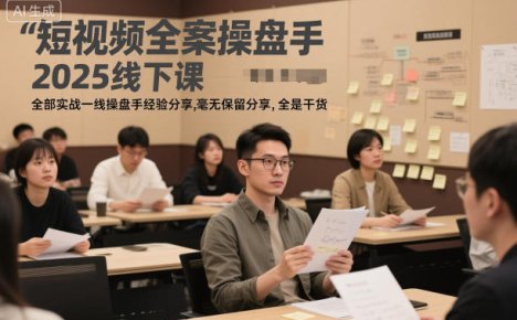短视频全案操盘手2025线下课，全部实战一线操盘手经验分享，毫无保留分享，全是干货