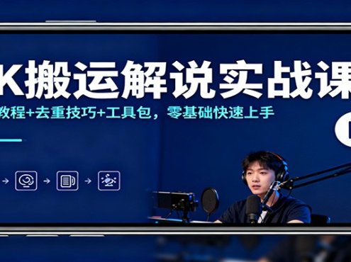 TK搬运解说实战课:翻录教程+去重技巧+工具包,零基础快速上手